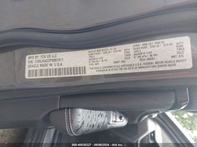 1C4RJKAG2P8881811 Jeep Grand Cherokee L Laredo 4x4