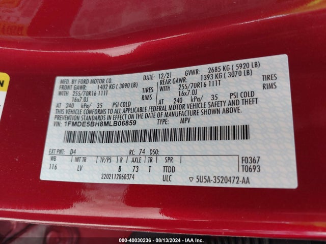 1FMDE5BH8MLB06859 Ford Bronco