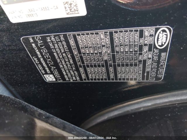 SALYB2EX2LA286813 Land Rover Range Rover Velar P250 S