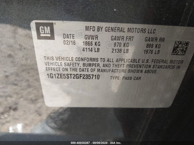 1G1ZE5ST2GF235710 Chevrolet MALIBU 1LT