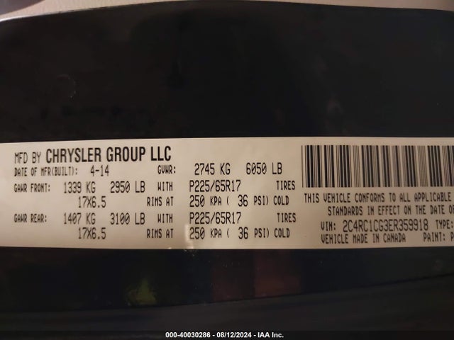 2C4RC1CG3ER359918 Chrysler Town & Country Touring-l