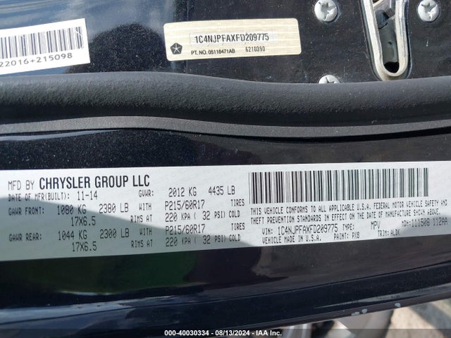 1C4NJPFAXFD209775 Jeep Patriot High Altitude Edition