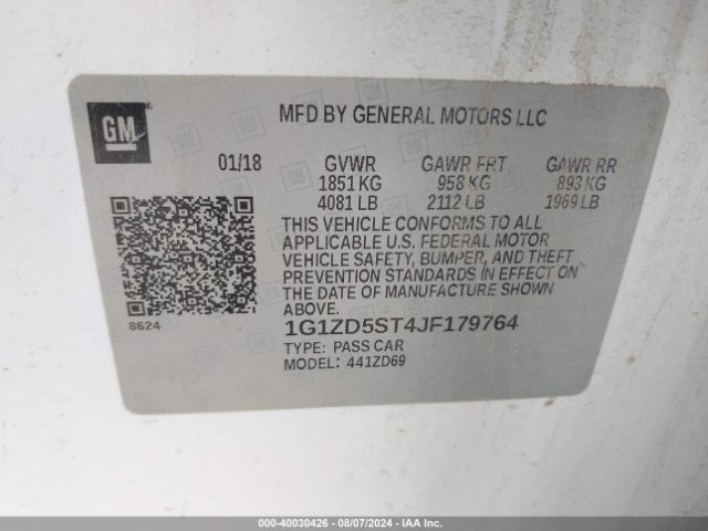 1G1ZD5ST4JF179764 Chevrolet MALIBU LT