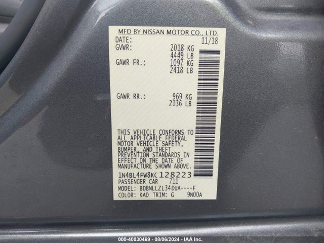 Nissan Altima 2.5 Platinum 2019 1N4BL4FW8KC128223 Image 9
