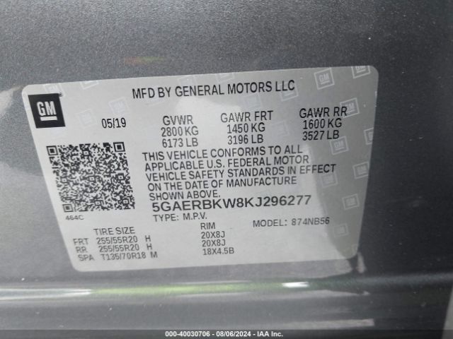5GAERBKW8KJ296277 Buick Enclave Fwd Essence