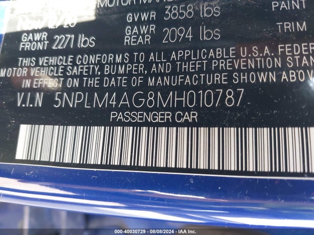 Hyundai ELANTRA SEL 2021 5NPLM4AG8MH010787 Image 9