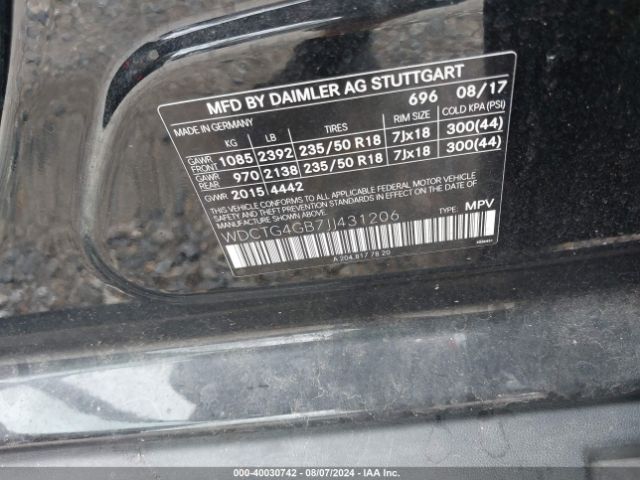 WDCTG4GB7JJ431206 Mercedes-Benz Gla 250 4matic