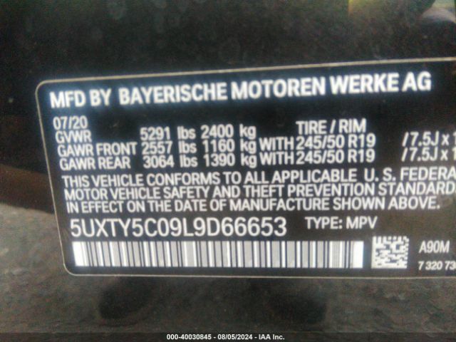 5UXTY5C09L9D66653 BMW X3 Xdrive30i
