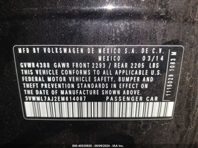 3VWML7AJ2EM614087 Volkswagen Jetta Sportwagen 2.0l Tdi