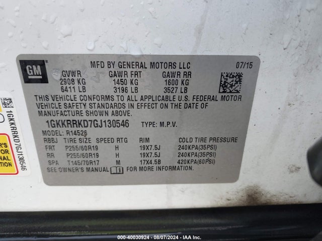1GKKRRKD7GJ130546 GMC Acadia Slt-1