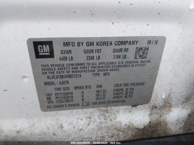 KL4CJFSB4HB021214 Buick Encore Preferred Ii