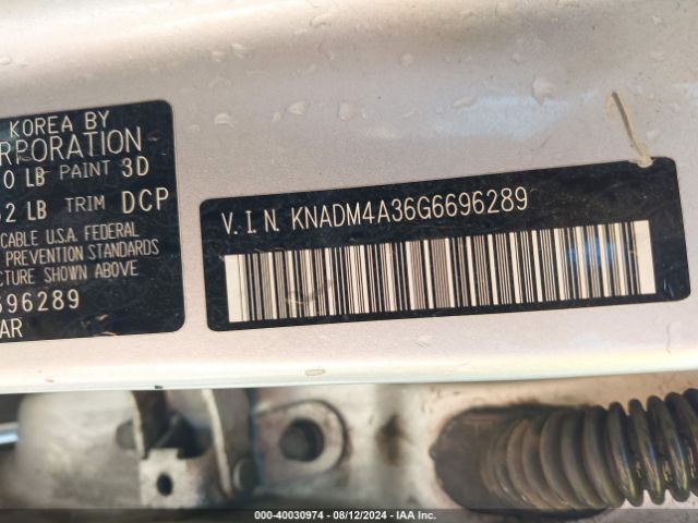 KNADM4A36G6696289 KIA RIO LX
