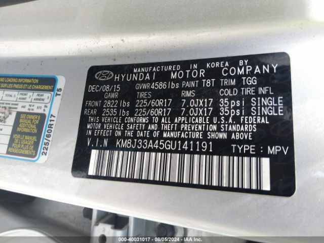 KM8J33A45GU141191 Hyundai TUCSON SE