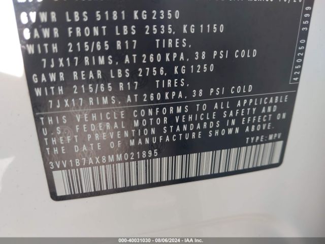 3VV1B7AX8MM021895 Volkswagen Tiguan 2.0t S