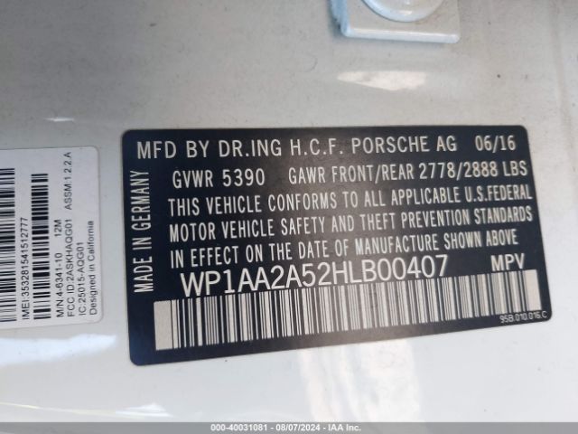 WP1AA2A52HLB00407 Porsche Macan