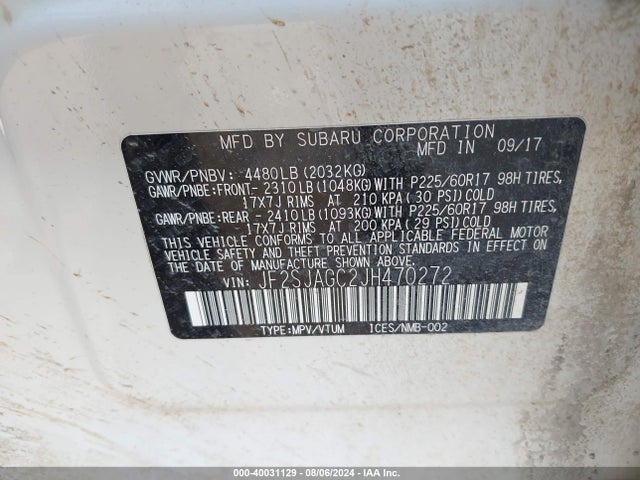 JF2SJAGC2JH470272 Subaru Forester 2.5i Premium
