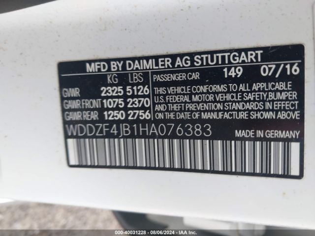 WDDZF4JB1HA076383 Mercedes-Benz E 300