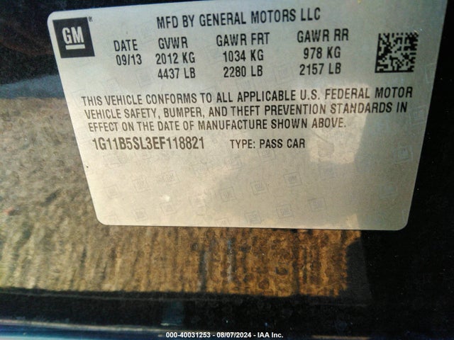 Chevrolet Malibu 1ls 2014 1G11B5SL3EF118821 Image 9