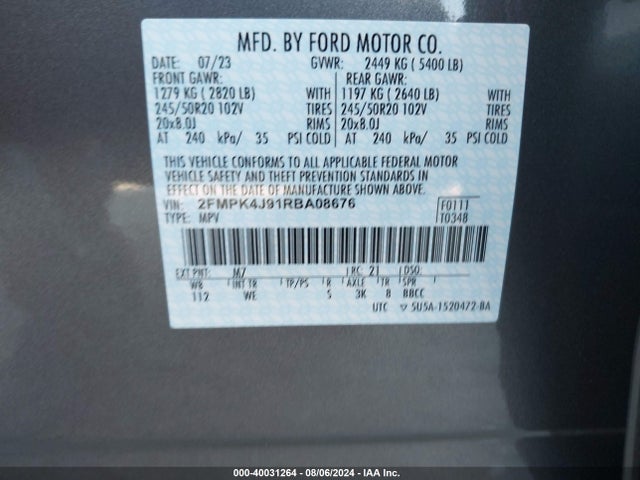 Ford Edge St-line 2024 2FMPK4J91RBA08676 Image 9