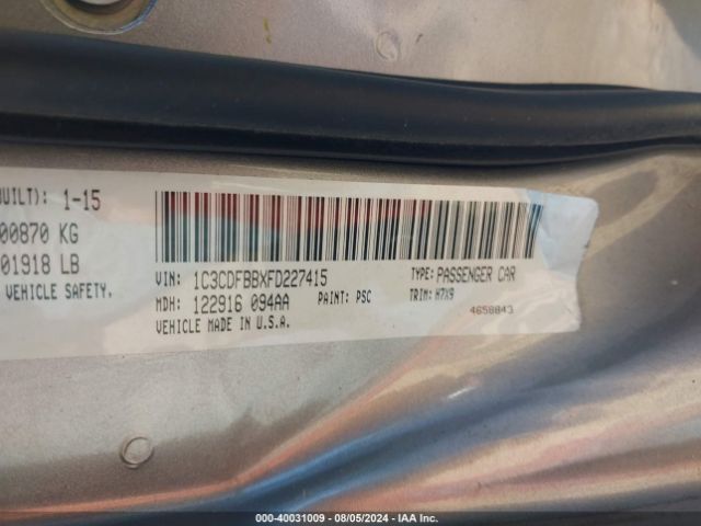 1C3CDFBBXFD227415 Dodge DART SXT