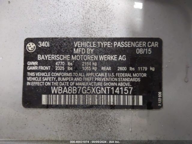 WBA8B7G5XGNT14157 BMW 340i Xdrive