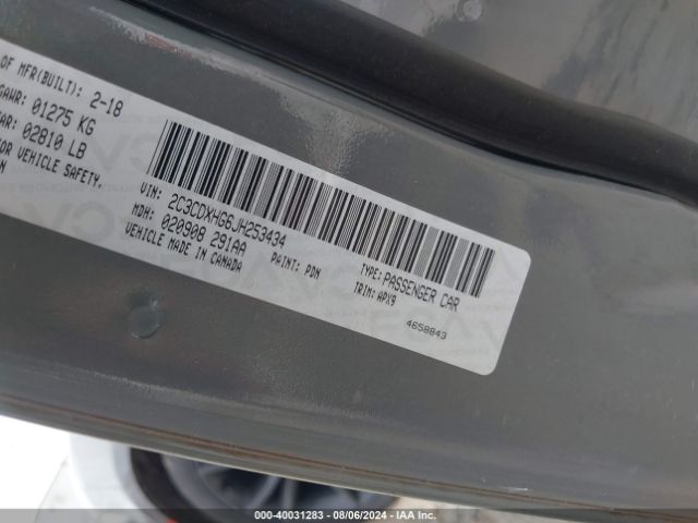 2C3CDXHG6JH253434 Dodge Charger Sxt Plus Rwd