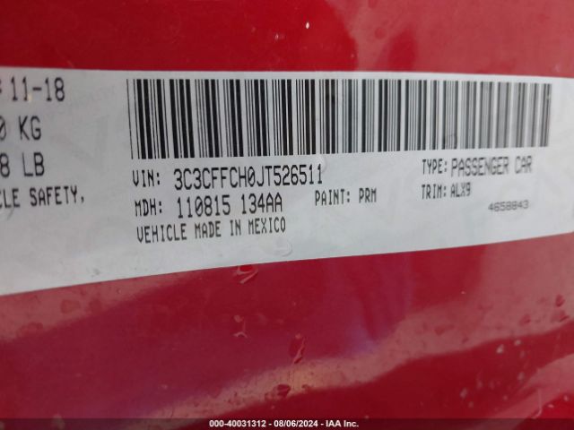 3C3CFFCH0JT526511 Fiat 500 LOUNGE
