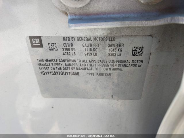 1G1115S37GU110450 Chevrolet Impala 2lt