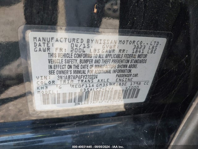 Nissan SENTRA S 2015 3N1AB7AP4FY270224 Image 9