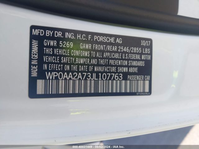 WP0AA2A73JL107763 Porsche PANAMERA 4