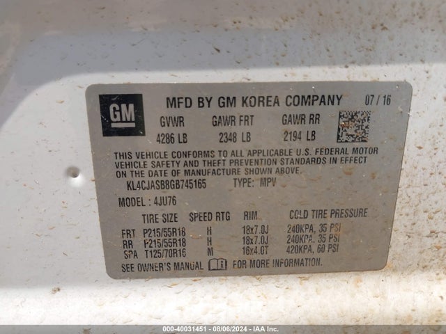 Buick Encore 2016 KL4CJASB8GB745165 Image 9
