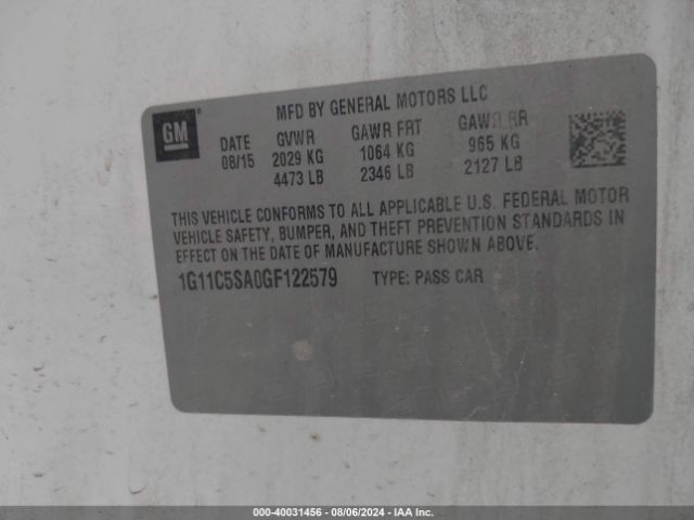 1G11C5SA0GF122579 Chevrolet Malibu Limited Lt