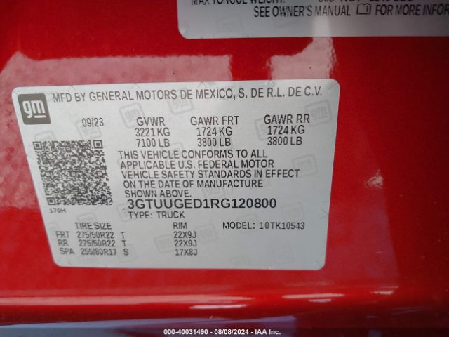 3GTUUGED1RG120800 GMC Sierra 1500 4wd  Short Box Denali
