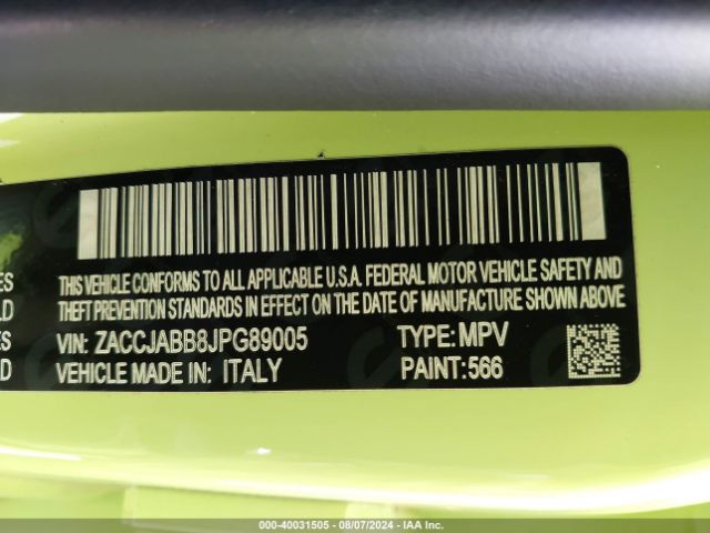 ZACCJABB8JPG89005 Jeep Renegade Altitude Fwd