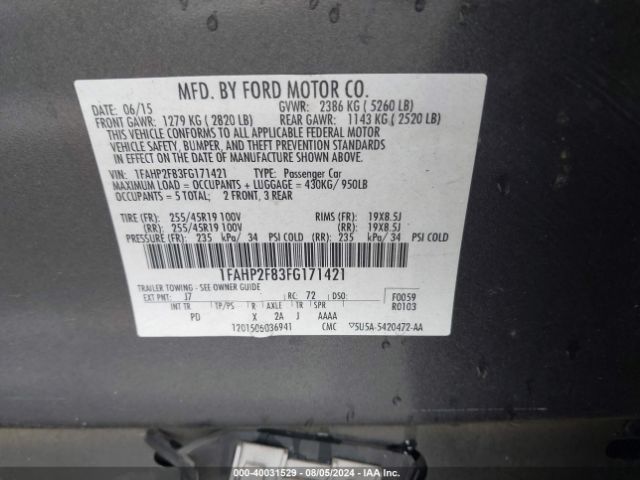 1FAHP2F83FG171421 Ford Taurus Limited