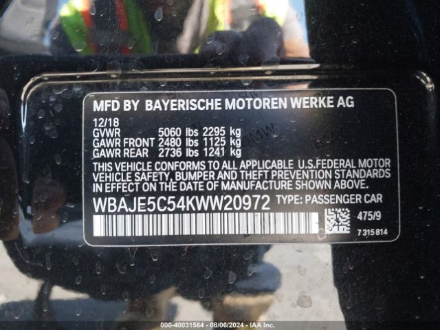 WBAJE5C54KWW20972 BMW 540I