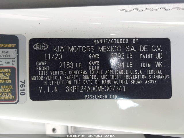 KIA Forte Lxs 2021 3KPF24AD0ME307341 Image 9