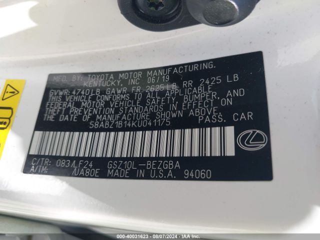 58ABZ1B14KU041175 Lexus Es 350 F Sport