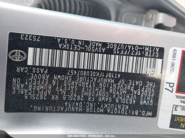 4T1BF1FK0EU807457 Toyota CAMRY SE