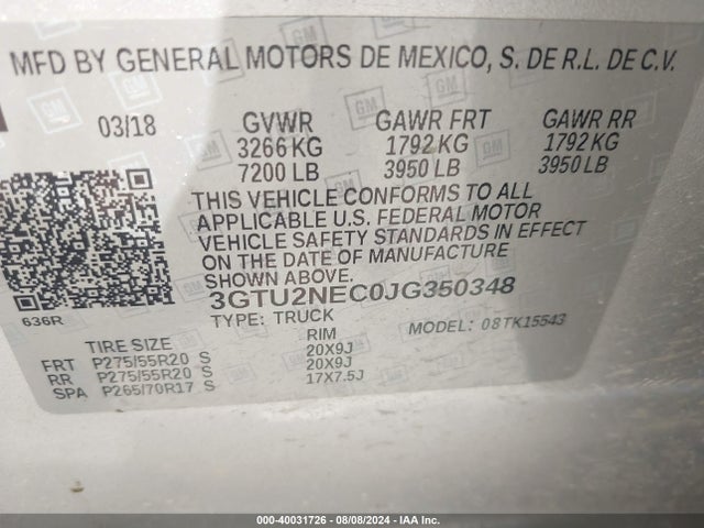 GMC Sierra 1500 Slt 2018 3GTU2NEC0JG350348 Image 9