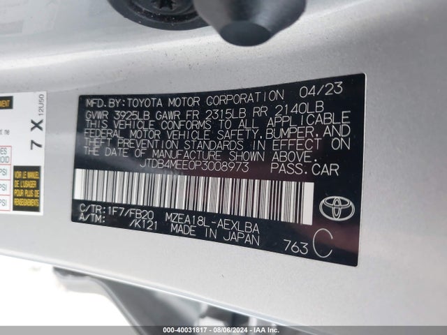 Toyota COROLLA LE 2023 JTDB4MEE0P3008973 Image 9