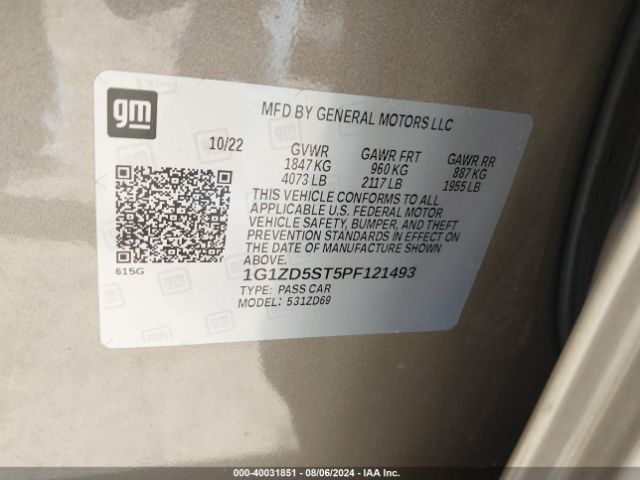 1G1ZD5ST5PF121493 Chevrolet Malibu Fwd 1lt