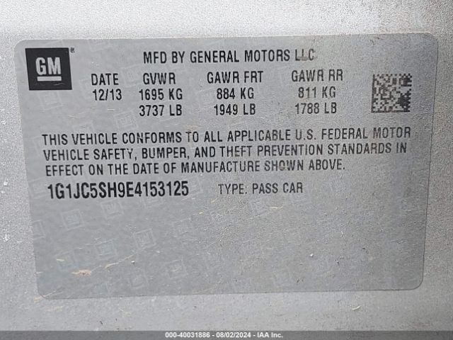 1G1JC5SH9E4153125 Chevrolet Sonic Lt Auto