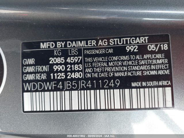 WDDWF4JB5JR411249 Mercedes-Benz C 300