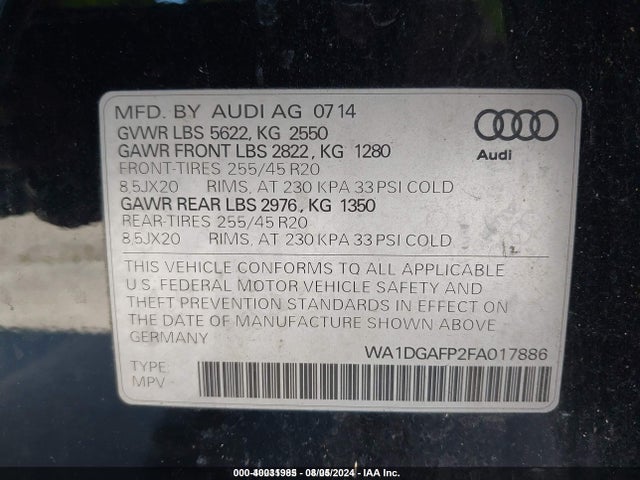 WA1DGAFP2FA017886 Audi Q5 3.0t Premium Plus
