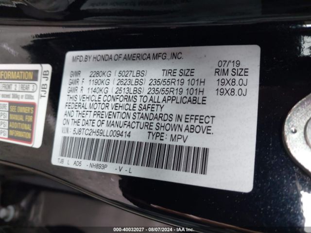 5J8TC2H59LL009414 Acura Rdx Technology Package