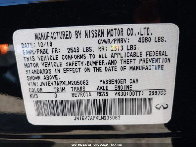 JN1EV7APXLM205062 Infiniti Q50 LUXE