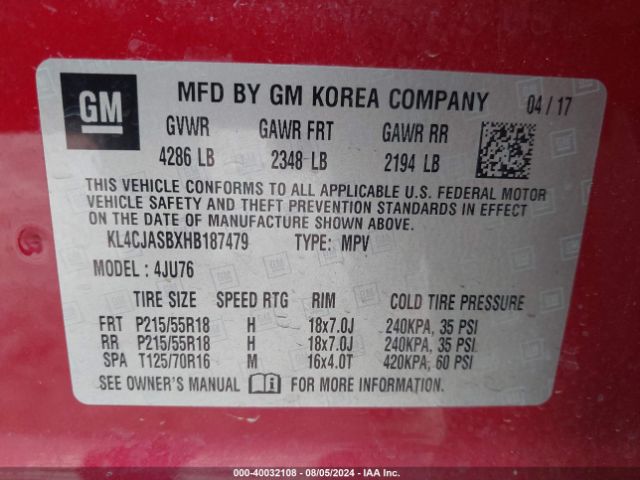 KL4CJASBXHB187479 Buick Encore Preferred