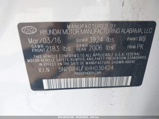 Hyundai ELANTRA SE 2017 5NPD84LFXHH036424 Image 9