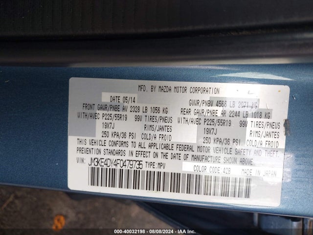 40032198 :رقم المزاد ، JM3KE4DY4F0479735 vin ، 2015 Mazda Cx-5 Grand Touring مزاد بيع